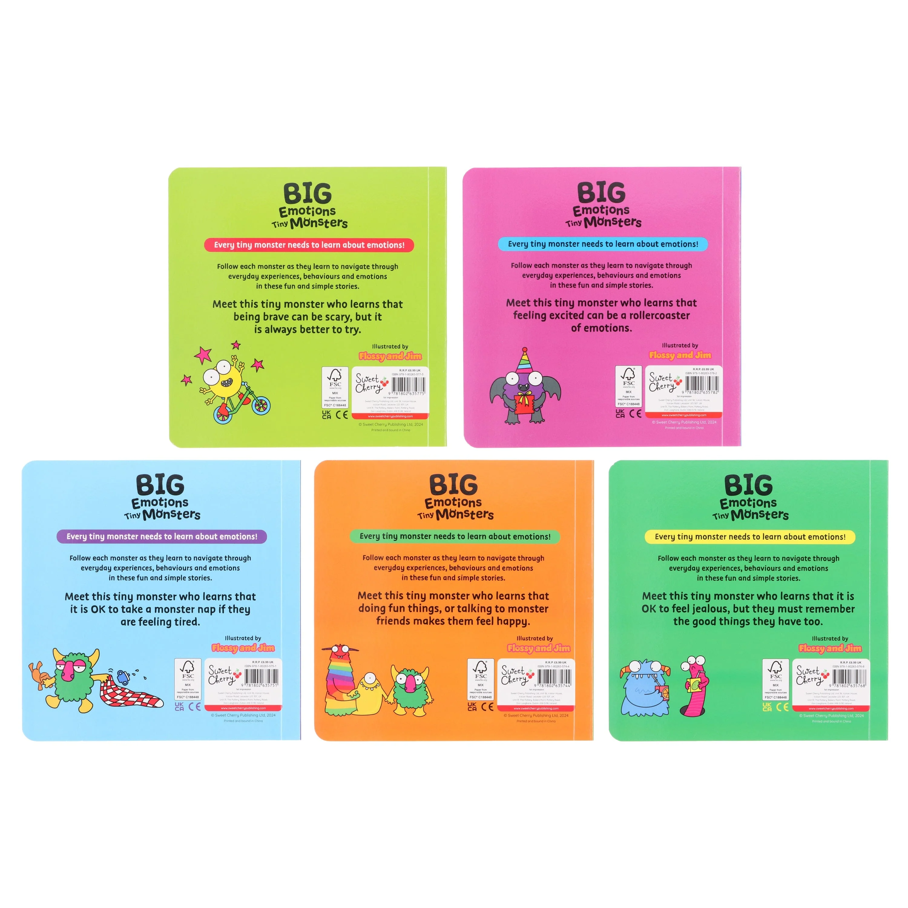 Big Emotions Tiny Monsters Feelings Collection Illustrated 5 Books Set - Ages 3-5 - Board Book - Image 3